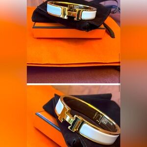 Hermes h click white bracelet. All box included